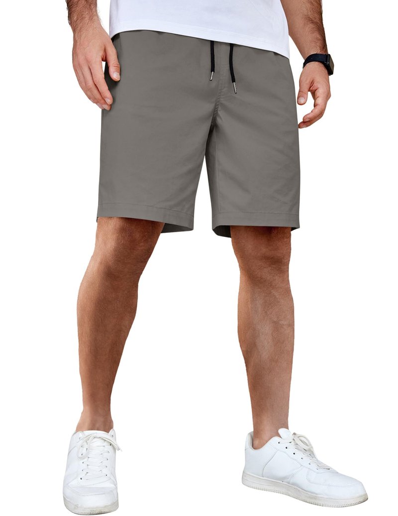 COOFANDY Men's Casual Shorts Cotton Elastic Waist Drawstring Shorts Lightweight Summer Beach Shorts Dark Grey