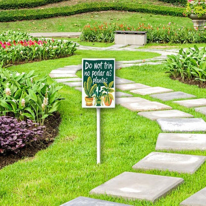 Uptell Do Not Trim No Podar As Plantas Yard Signs with Stakes Aluminum Sign for House/Front Door and Business Outdoor Decoration 7x8.8 Inch