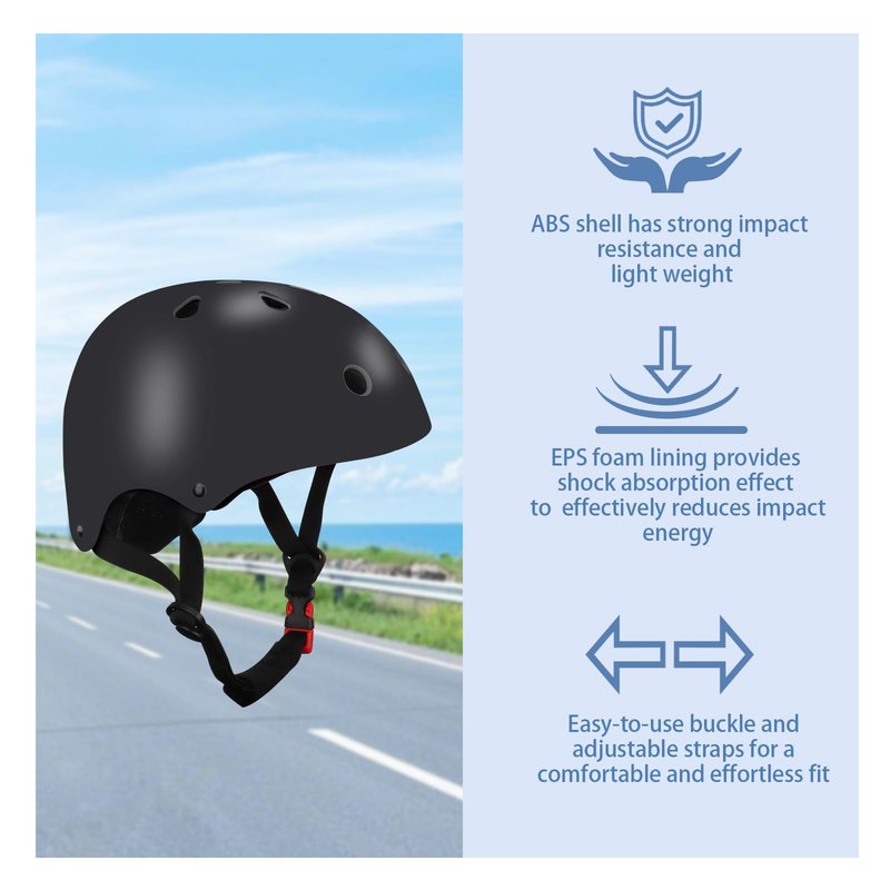 Color Gradient Adjustable Kids Bike Helmet with Knee & Elbow Pads Set | Multi-Sport Safety Gear for Boys & Girls Ages 5-14 | Skateboarding, Scooters, Roller & Inline Skating, Longboarding