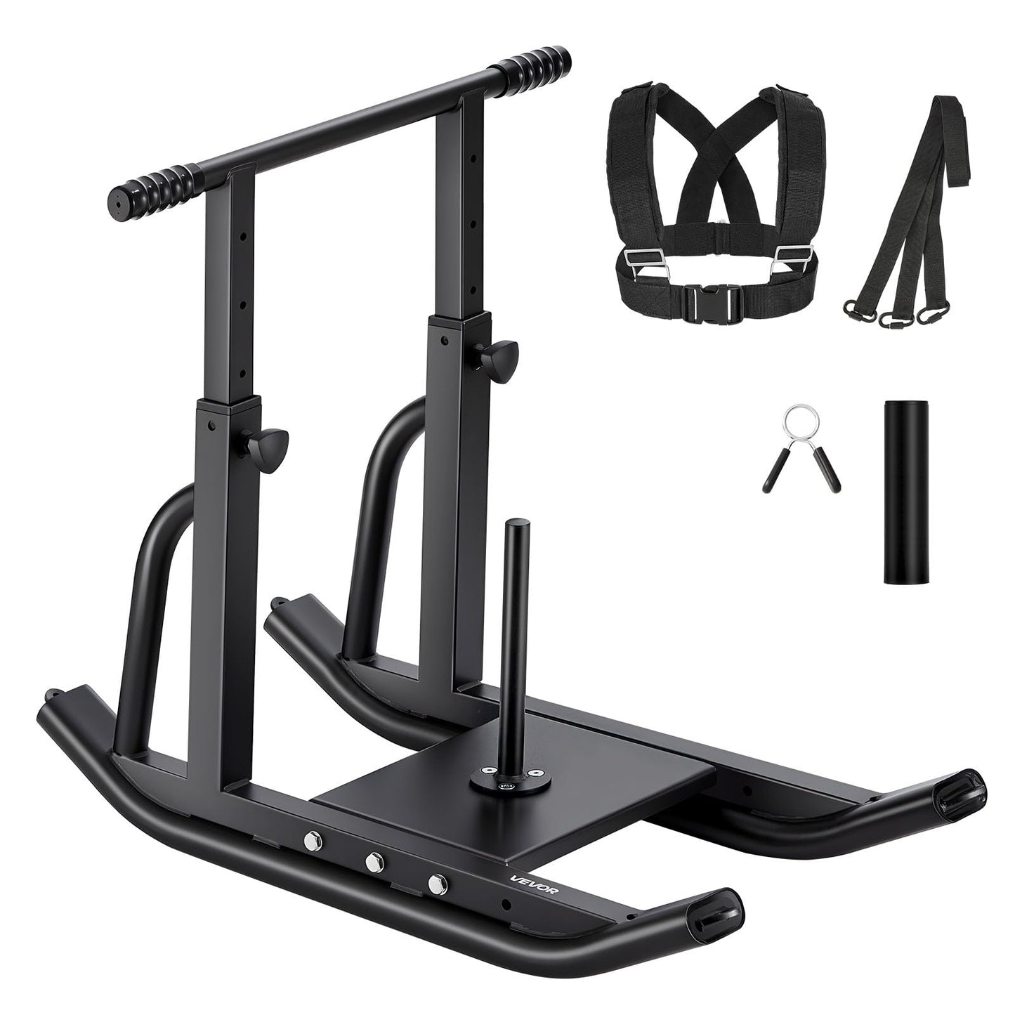 VEVOR Weight Sled, Fitness Training Training Pull Push Running Sled, Fitness Workout Sled Push Gym Equipment, Adjustable Height Handle, Compatible 1/2 in Weight Plates, Black, Football Sleds Chutes