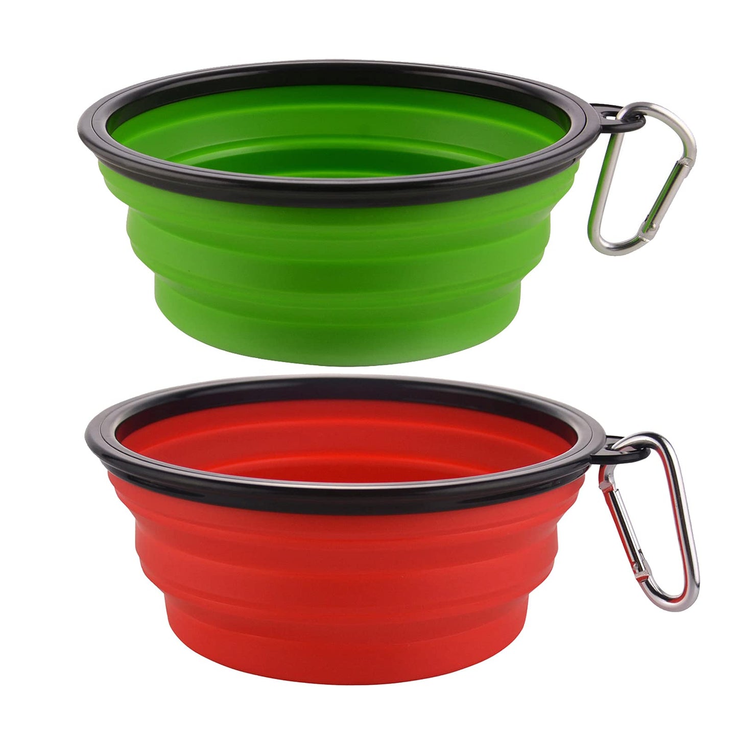 Large Collapsible Dog Bowls, 34oz Travel Water Food Bowls Portable Foldable Collapse Dishes with Carabiner Clip, 2 Pack (Purple+Red)