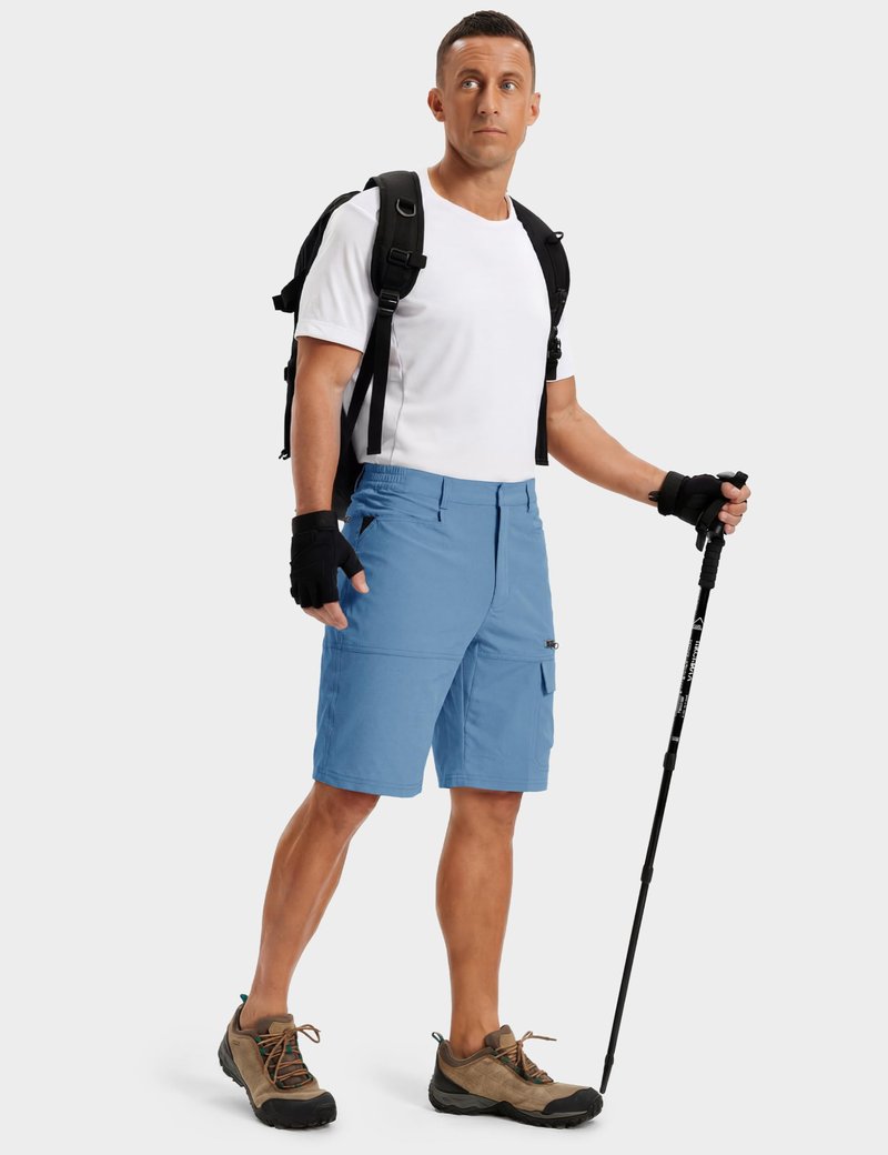 TACVASEN Men's Casual Shorts Lightweight Quick Dry Cargo Hiking Tactical Shorts Golf Dress Outdoor Summer with Pockets Light Blue 30