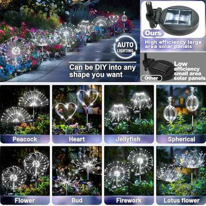 Anordsem Solar Fireworks Lights Outdoor: Garden Light Waterproof for Yard Outside - LED Starburst White Lighting Patio Path Decor 8 Pack - Gardening Gifts for Women Mom Homeowner