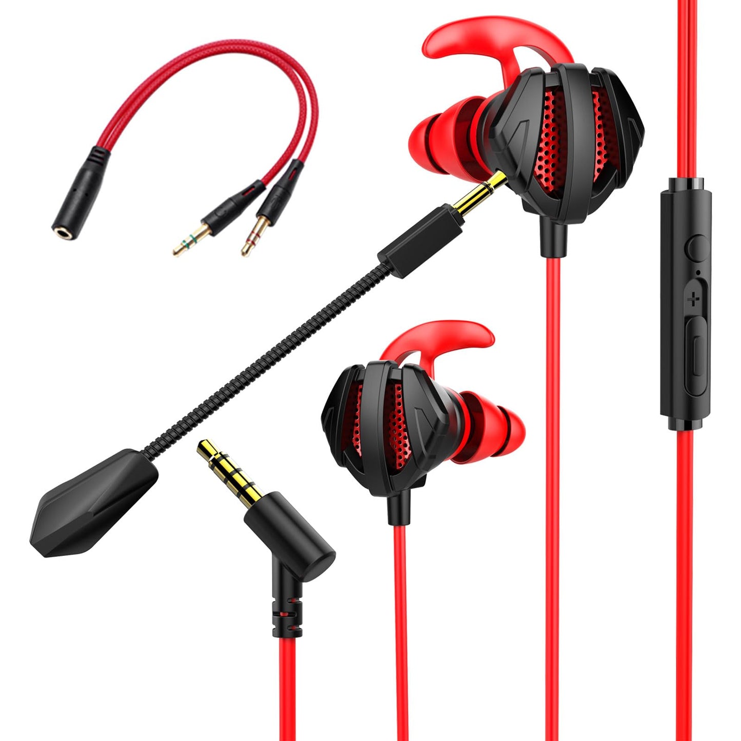 YYUNJINI Gaming Headset with Microphone Wired Gaming Earbuds PC for PS4 PS5 One PlayStation 5 Games Mobile Phone,Detachable Stereo Bass Earphones Noise Cancelling Gaming Headphones with Mic Black