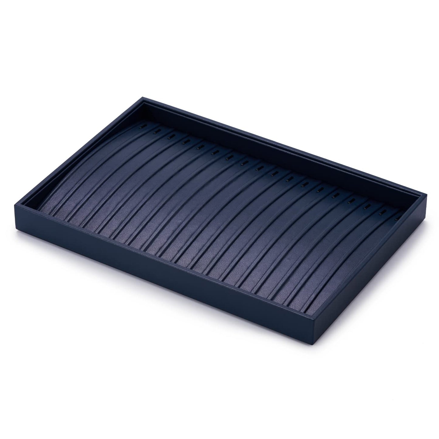 Oirlv Stackable Necklace Pendant Bracelet Organizer Tray Blue Leather Jewelry Drawer Organizer Trays