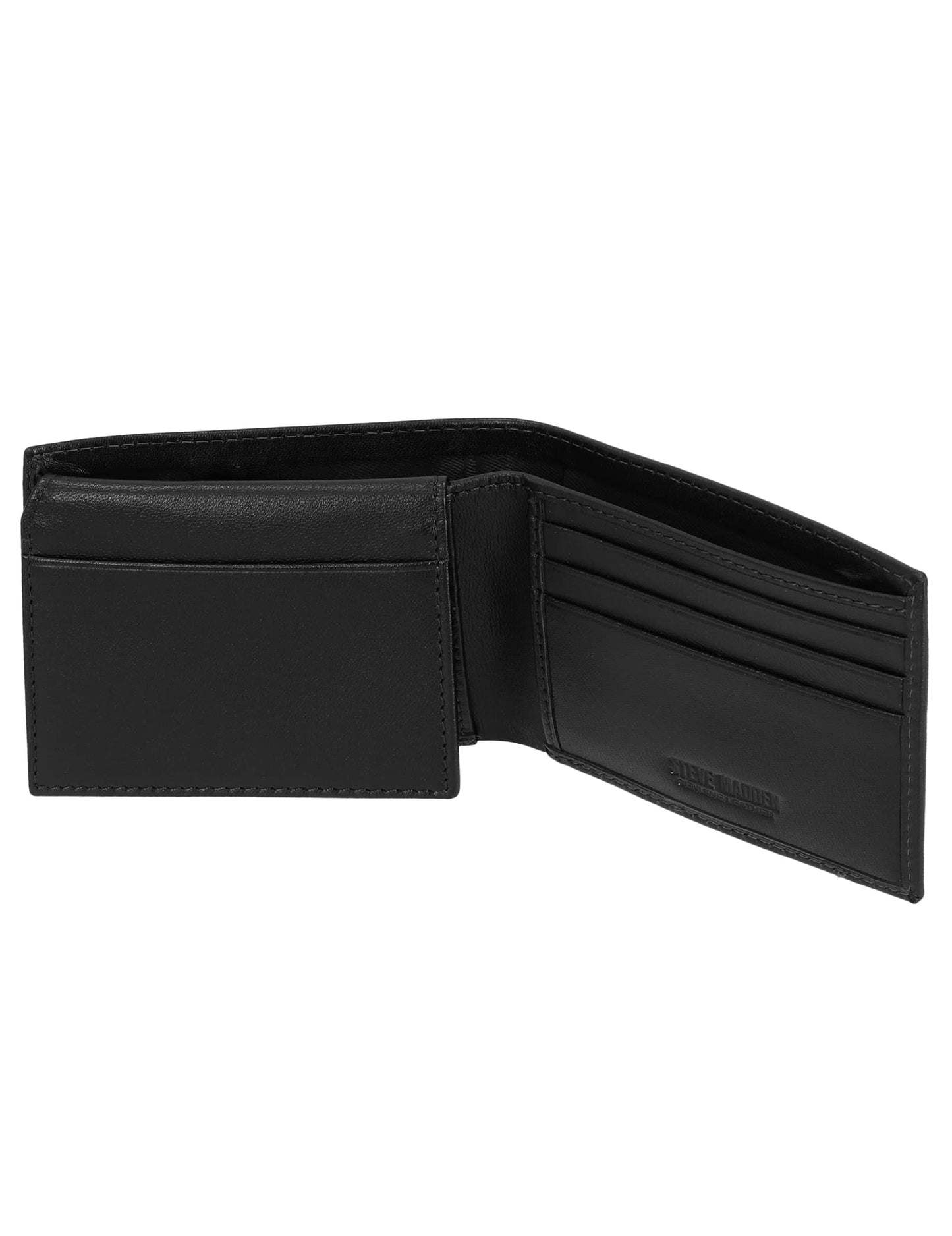 Steve Madden Slim Leather Wallet for Men with Extra Capacity Attached Flip Pockets