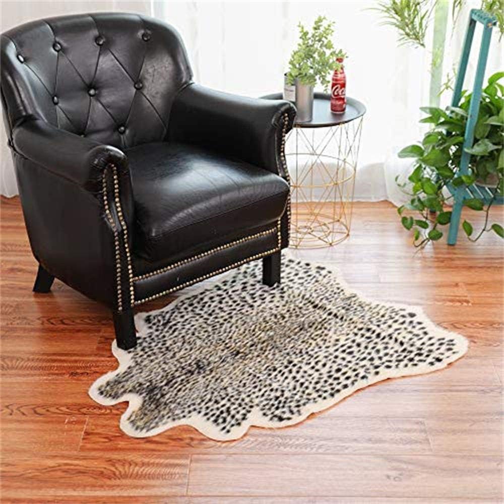 Leopard Print Rug,Faux Cowhide,Artificial Carpet,Simulation Cowhide, Leopard, Tiger, Zebra, Cow Hide Mat Animal Print Area Rug Hide Faux Carpet (A) / 40x37inch,3.3x3.1ft