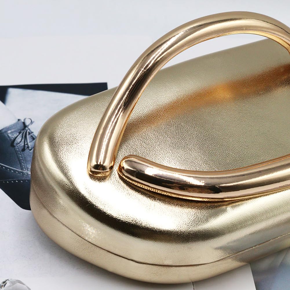 CUXVA Clutch Purses for Women Chic Pu Leather Evening Bag Formal Designer Metal Handle Handbags for Wedding Party Prom