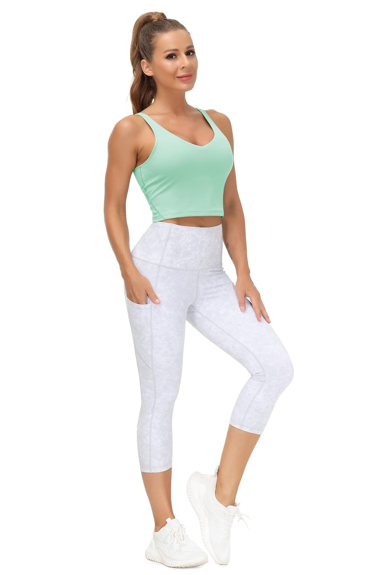Women’s Longline Sports Bra Wirefree Padded Medium Support Yoga Bras Gym Running Workout Tank Tops(Mint Green, X-Large)