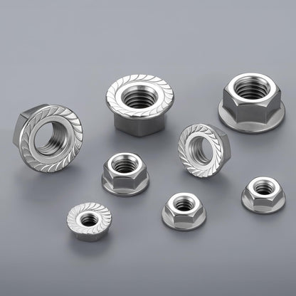 SVLING M6 Flange Nuts 110Pcs, Metric M6-1mm Serrated Flange Hex Nuts 304 Stainless Steel 18-8, Bright Plain Finish