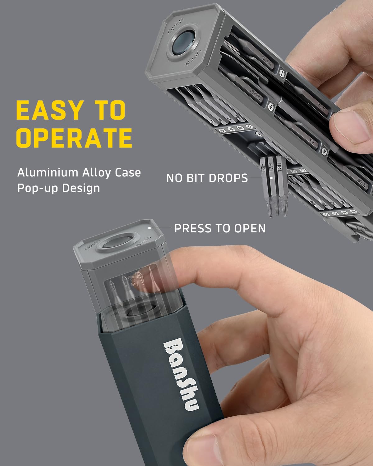 Banshu Precision Screwdriver Set, 46 in 1 Small Screwdriver Set with Case, Pocket Mini Screwdriver Magnetic Repair Tool Kit for Electronics, Glasses, Watch, Phone, Jewelry, Laptop, MacBook, PC, Camera