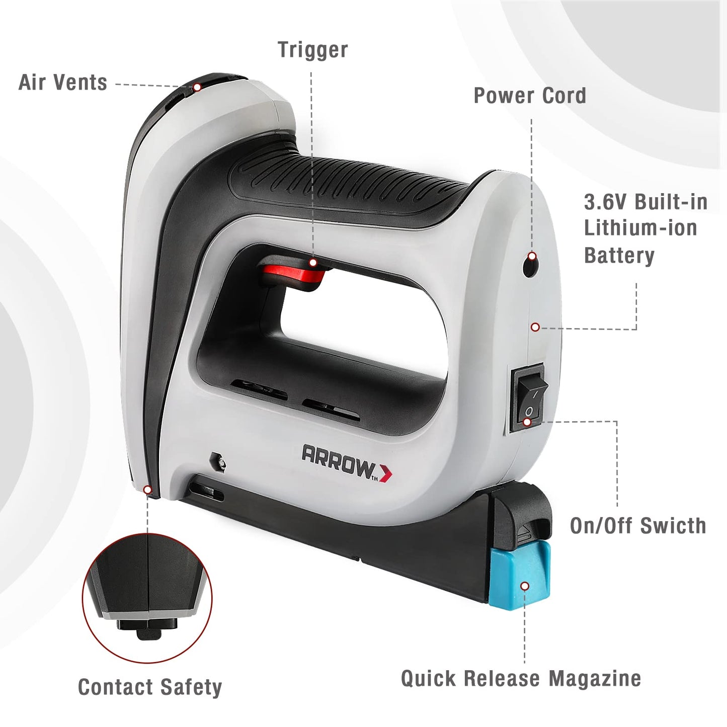 Arrow Cordless Staple Gun Kit, Electric Stapler with 3750 Pieces T50 1/4", 3/8", 1/2" Staples, for Upholstery Professional and DIY Projects, T50DCD