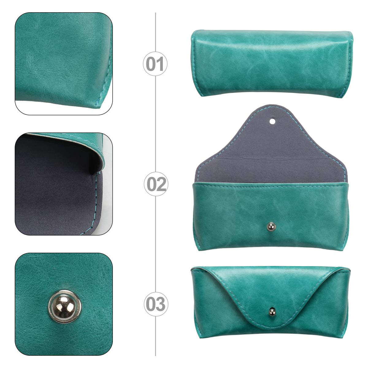 LogHog Portable Leather Glasses Case,Durable Soft Sunglasses Pouch Slim Case for Women Men Horizontal Eyeglass Case