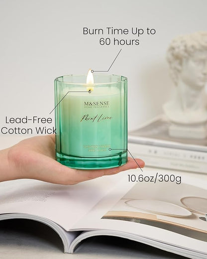 M&SENSE Mint Scented Candle - 10.6oz Natural Soy Wax 60-Hour Long Lasting Burn Time Non Toxic Relaxing Candle for Summer, Yoga, Spa & Stress Relief for Family Friends