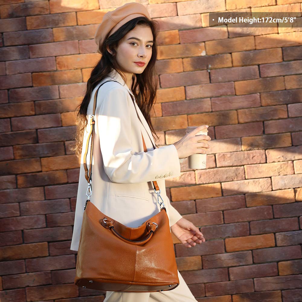 Kattee Women's Soft Leather Tote Bag, Top Satchel Purses and Handbags (Burnt Orange)
