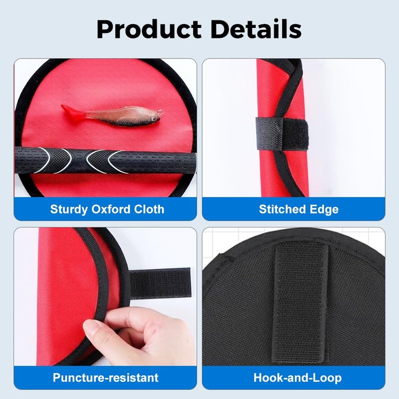 Nitvei Fishing Lure Wraps, 2026 New Fishing Lure Covers for Fishing Rod Hook Cover Safe Bait Storage, Bait Shield with Hook and Loop Fastener (6Pcs Red)