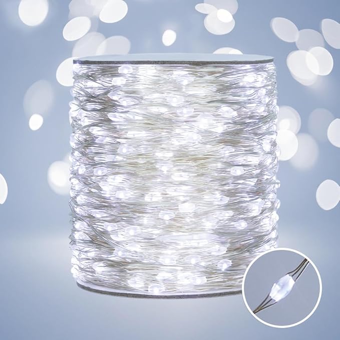 525FT Cool White Fairy Lights, 1600 LEDs, Plug - in, 8 Modes with Timer, Remote, Dimmable & Waterproof, Ideal for Bedroom, Garden, Christmas, Wedding, Birthday (Indoor/Outdoor)