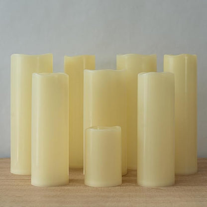 4" x 12" Ivory Large Waterproof Outdoor Flameless Candles Battery Operated LED Flickering Pillar Candles with Remote and Timer for Indoor Outdoor Lanterns, Long Lasting, Set of 2