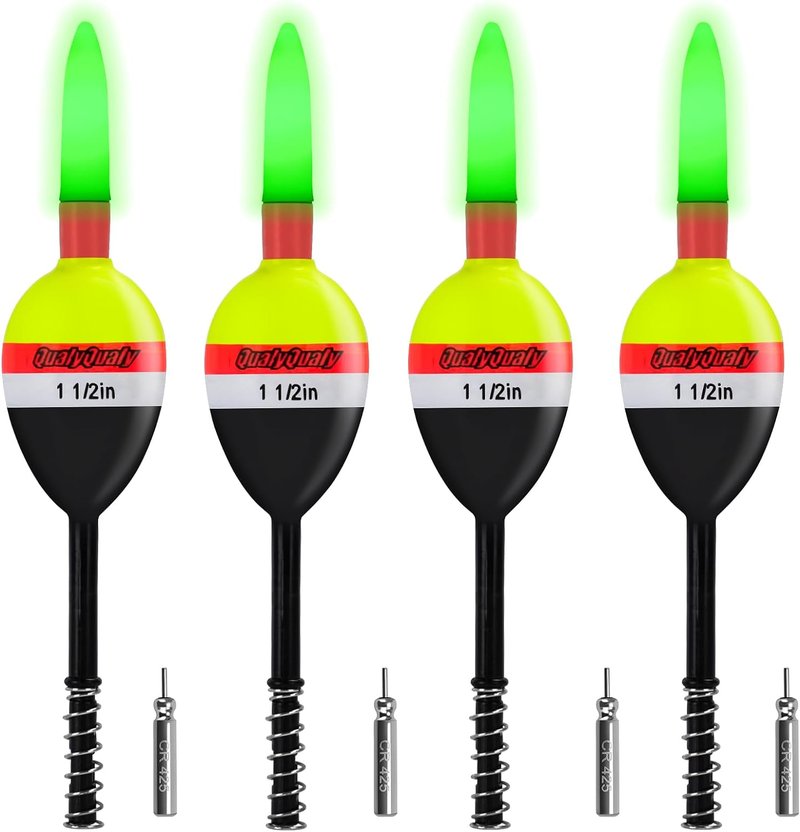 Lighted Slip Bobbers - 4PCS Glow in the Dark Fishing Floats | Spring Bobber for Crappie & Walleye Fishing