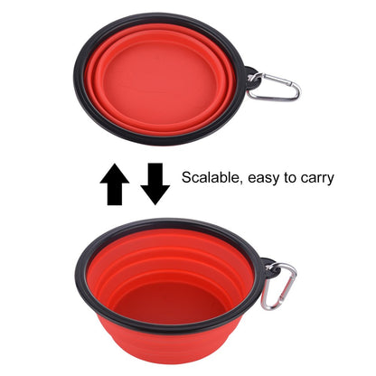 Large Collapsible Dog Bowls, 34oz Travel Water Food Bowls Portable Foldable Collapse Dishes with Carabiner Clip, 2 Pack (Purple+Red)