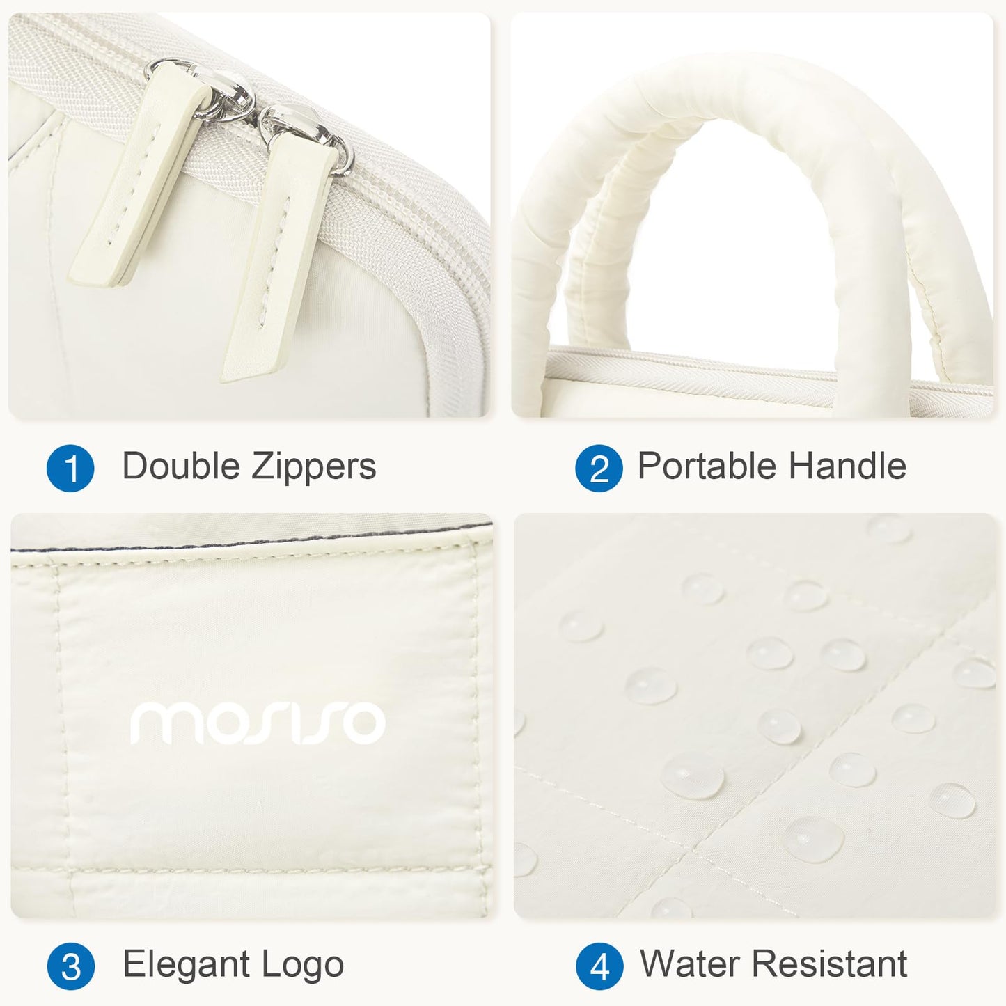 MOSISO Laptop Case 16 inch, 15-15.6 inch Puffy Laptop Sleeve Compatible with MacBook Pro 16 M5 M4 M3 M2 M1,HP Acer Dell Lenovo Notebook,Rectangle Quilted Bag with Handle&Flower Pendant, Sand
