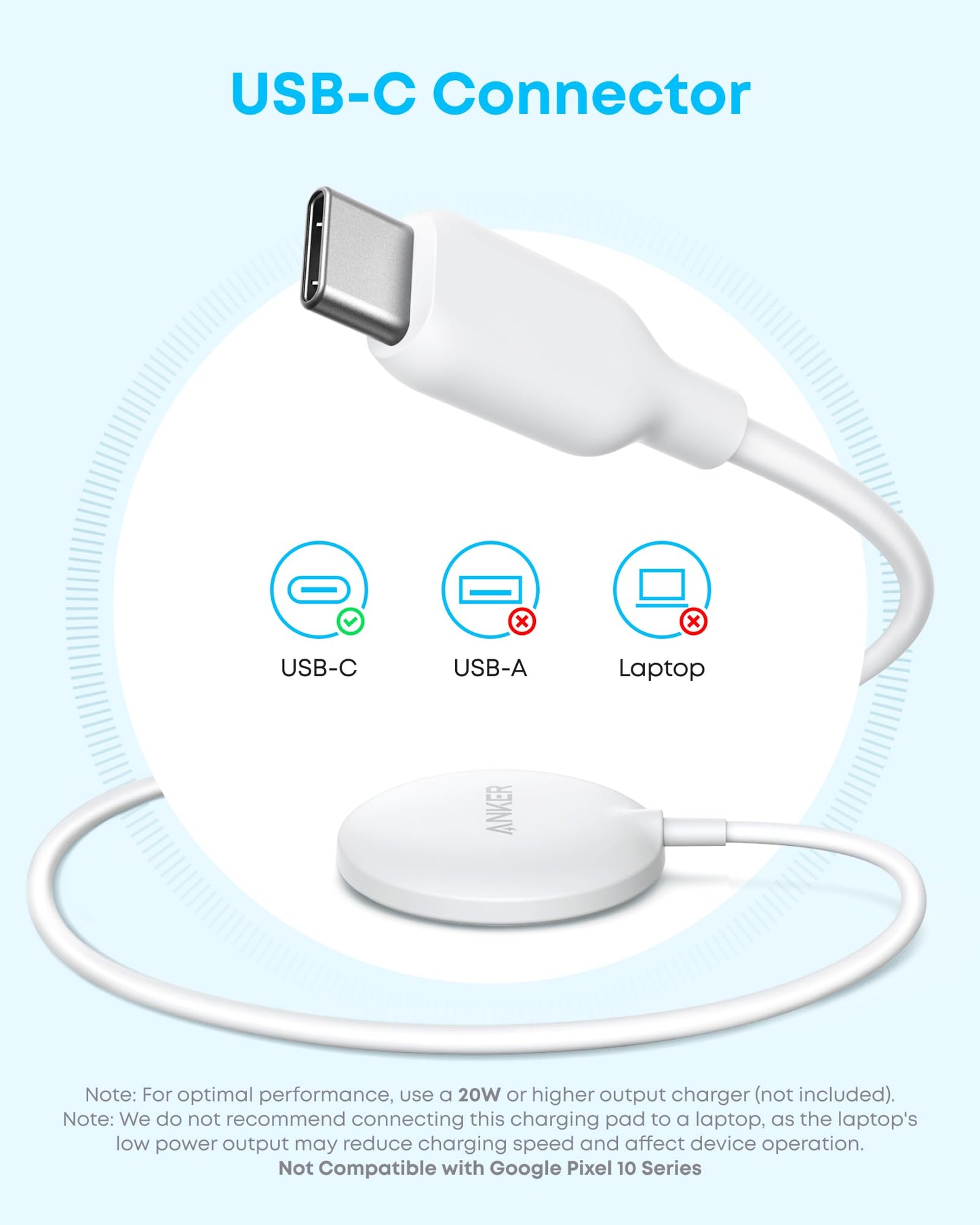 Anker Zolo Magnetic Wireless Charger, 2-Pack Qi2 Certified 15W MagSafe-Compatible Wireless Charging Pad, for iPhone 17/16/15/14/13 Series, AirPods, and More (Not for Pixel, Adapter Not Included)