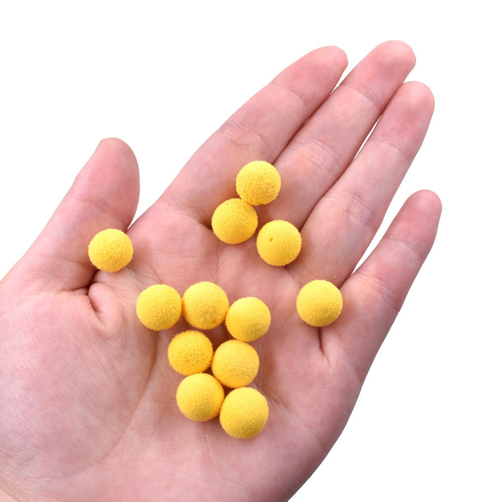 30pcs 12mm Smell Carp Fishing Bait Boilies Eggs / 4 Flavors Floating Ball Beads Feeder Artificial Carp Baits Lure (Yellow-Sweet Corn（12mm）)