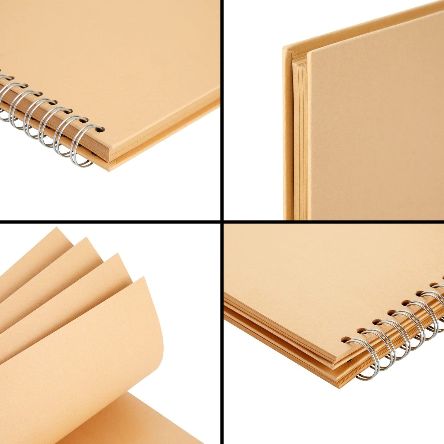 Paper Junkie Spiral Bound Scrapbook Album - 12 x 12 In, Kraft Hardcover, 40 Sheets (80 Pages) - Blank Kraft Paper Pages Lay-Flat for Drawing & Writing - Scrapbook Journal