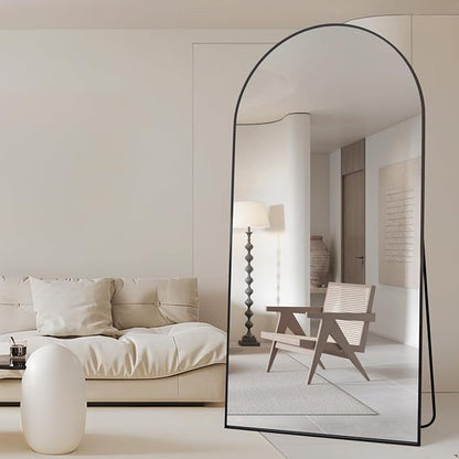 Arch Full Length Mirror Arched Floor Mirror 76"x34" with Stand Large Wall Mirrors Full Body Mirror Black Standing Hanging or Leaning Against Wall for Bedroom Entry, Bedroom, Living Room