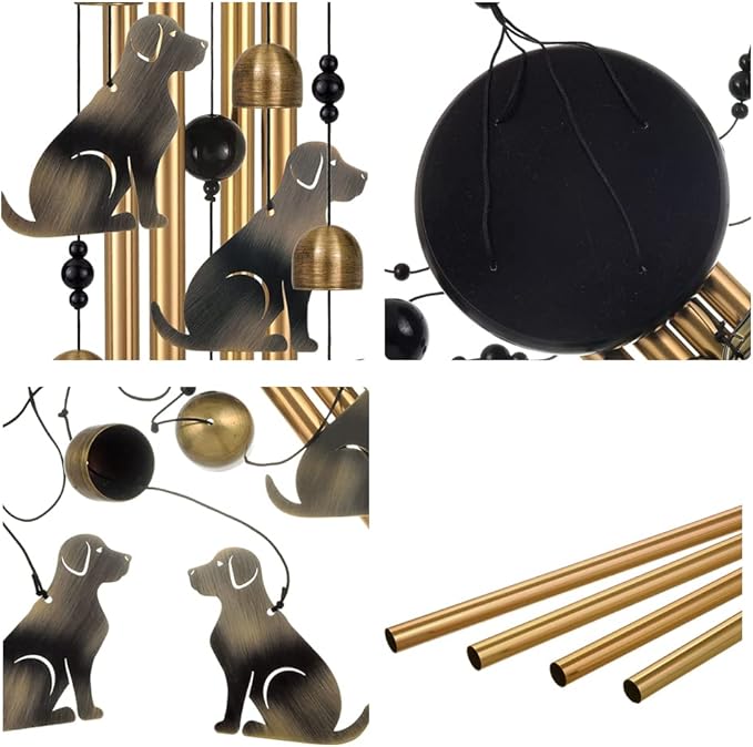 Bronze Dogs Wind Chimes Decor, Portable Mobile Wind Catcher, Sympathy Wind Bells, Memorial Gifts for Mom, Housewarming, Blessing Windchime(Outside/Indoor/Home/Room/Porch/Tree/Yard/Garden Decorate)
