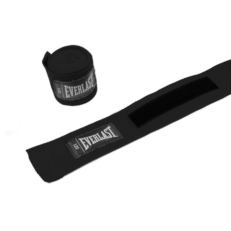 Everlast Core Handwraps 120in – Boxing Hand Wraps for Gloves, Wrist & Knuckle Support – Set of 2, Machine Washable (Black)
