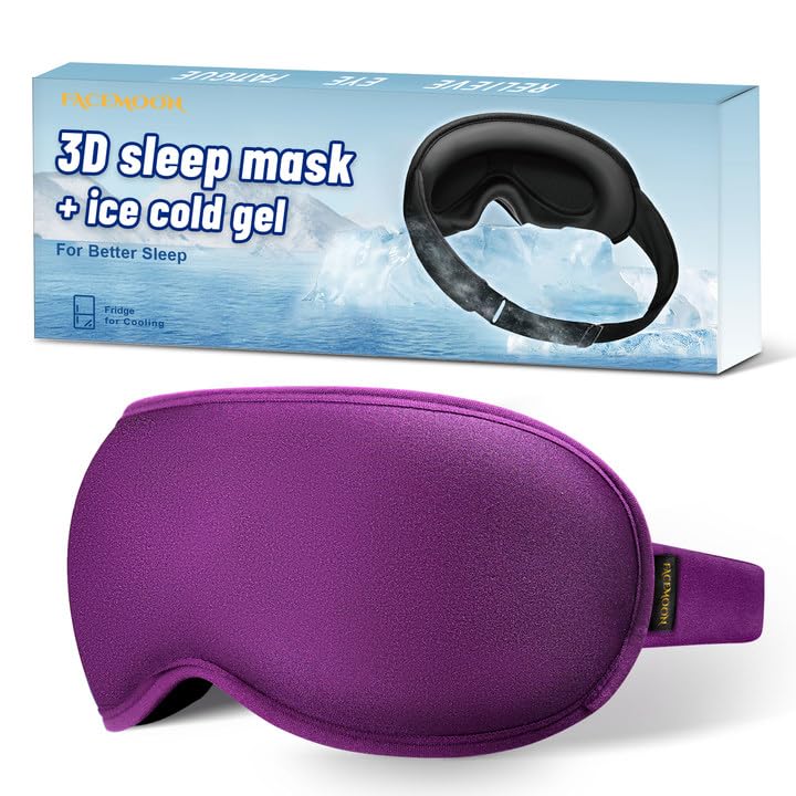 3D Cooling Gel Sleep Mask for Women & Men – 6oz Weighted Eye Mask for Sleeping, 100% Blackout, Ice Cold Gel, Migraine & Headache Relief, Eye Care, Deep Relaxation, Airplane Travel Essentials, Gift