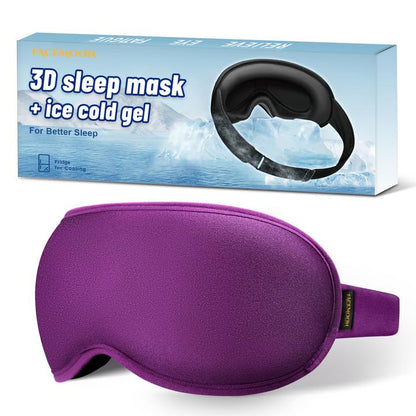 3D Cooling Gel Sleep Mask for Women & Men – 6oz Weighted Eye Mask for Sleeping, 100% Blackout, Ice Cold Gel, Migraine & Headache Relief, Eye Care, Deep Relaxation, Airplane Travel Essentials, Gift