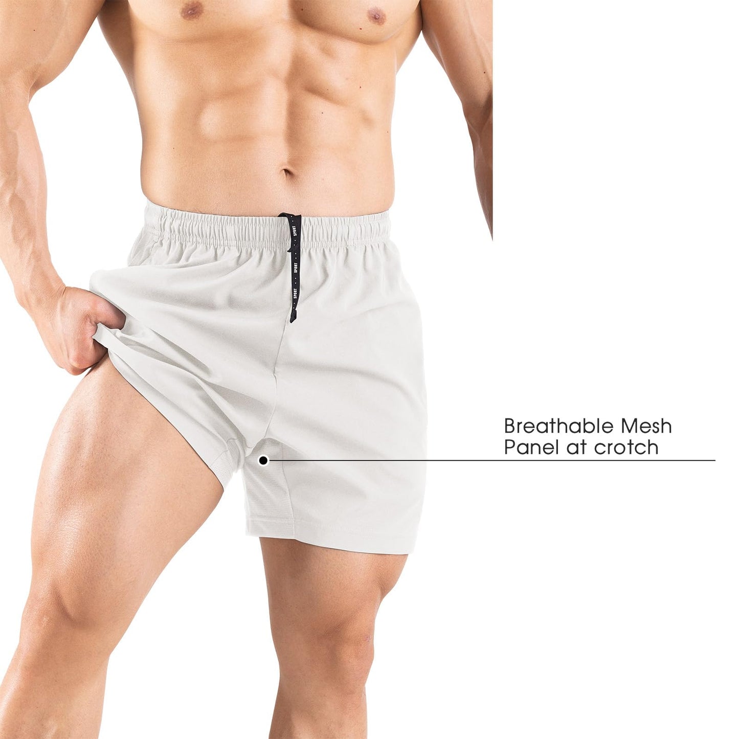Gaglg Men's 5" Running Shorts 2 Pack Quick Dry Athletic Workout Gym Shorts with Zipper Pockets White/Red,Small