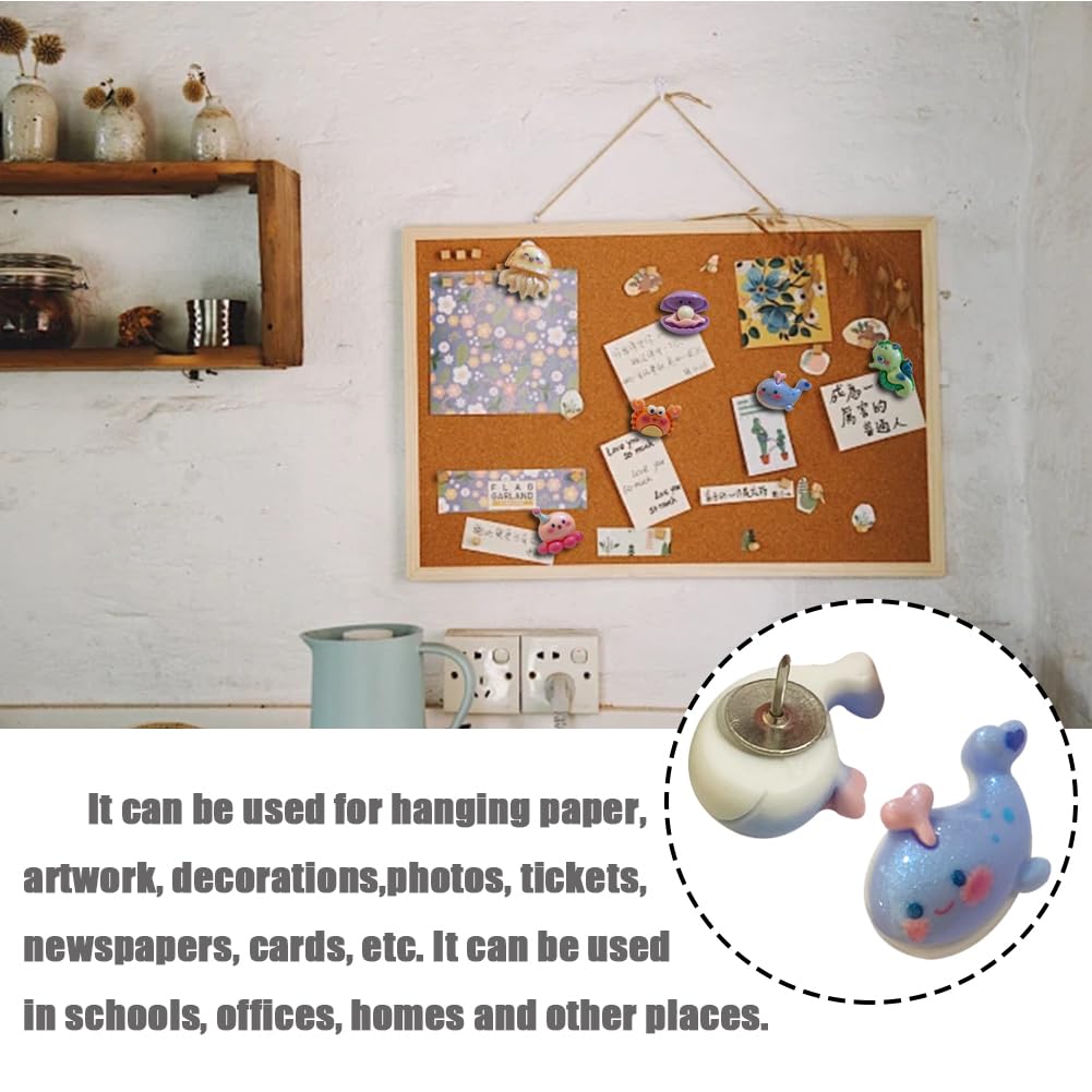 30 Pcs Cute Ocean Push Pins for Cork Board Cute Animal Thumbtack for Photos Wall Maps Bulletin Board (Set A)