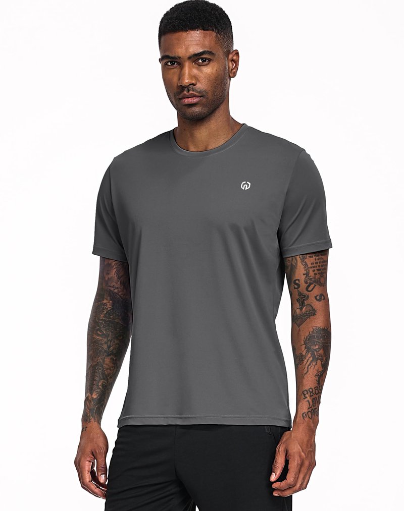 NELEUS Men's 3 Pack Running Shirt Gym Athletic Workout Shirts,5017,Dark Grey/Dark Grey/Dark Grey,XL