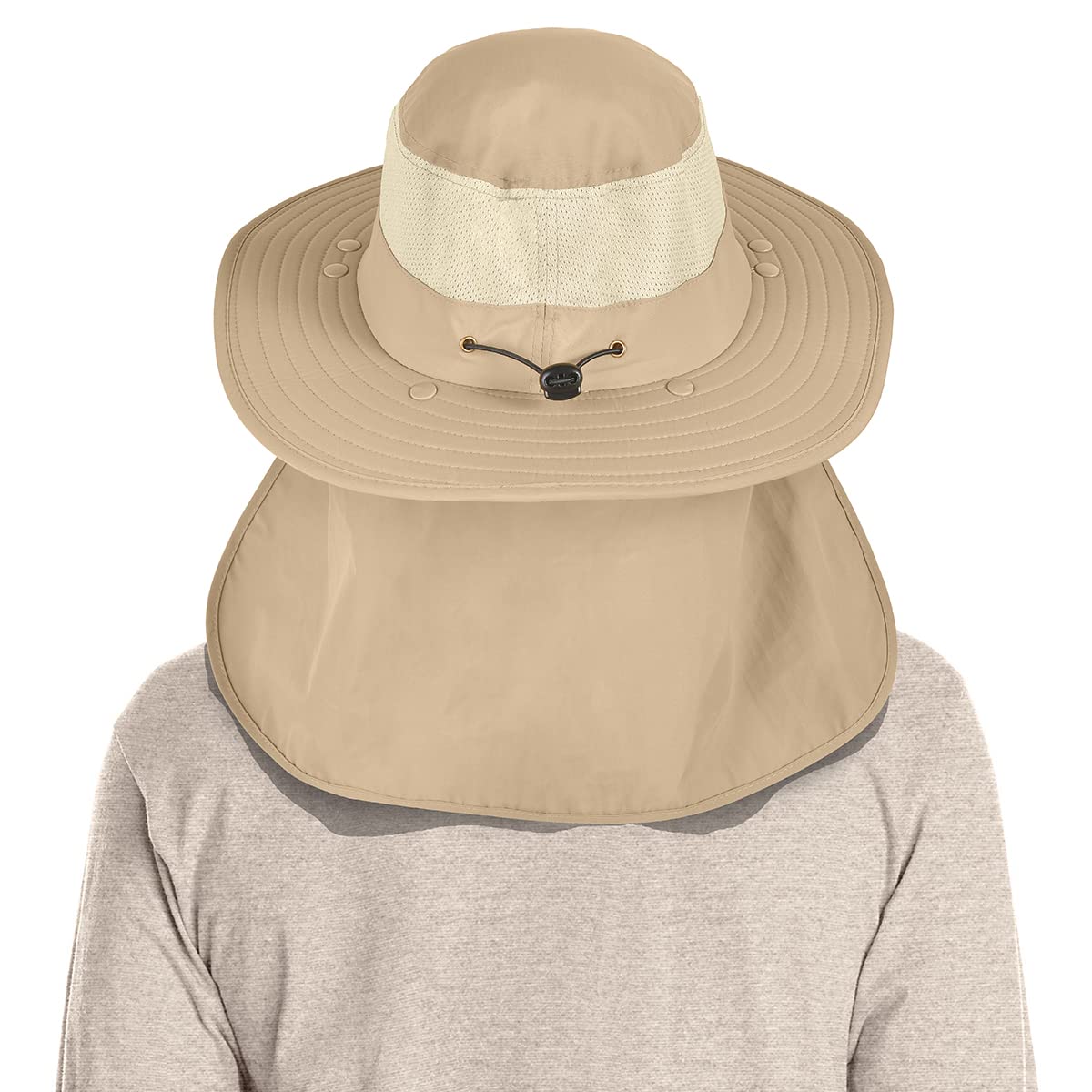 3 Pack Mens Outdoor Wide Brim Fishing Hat,UPF 50+ Sun Protection Cap with Face Neck Flap for Hiking & Garden