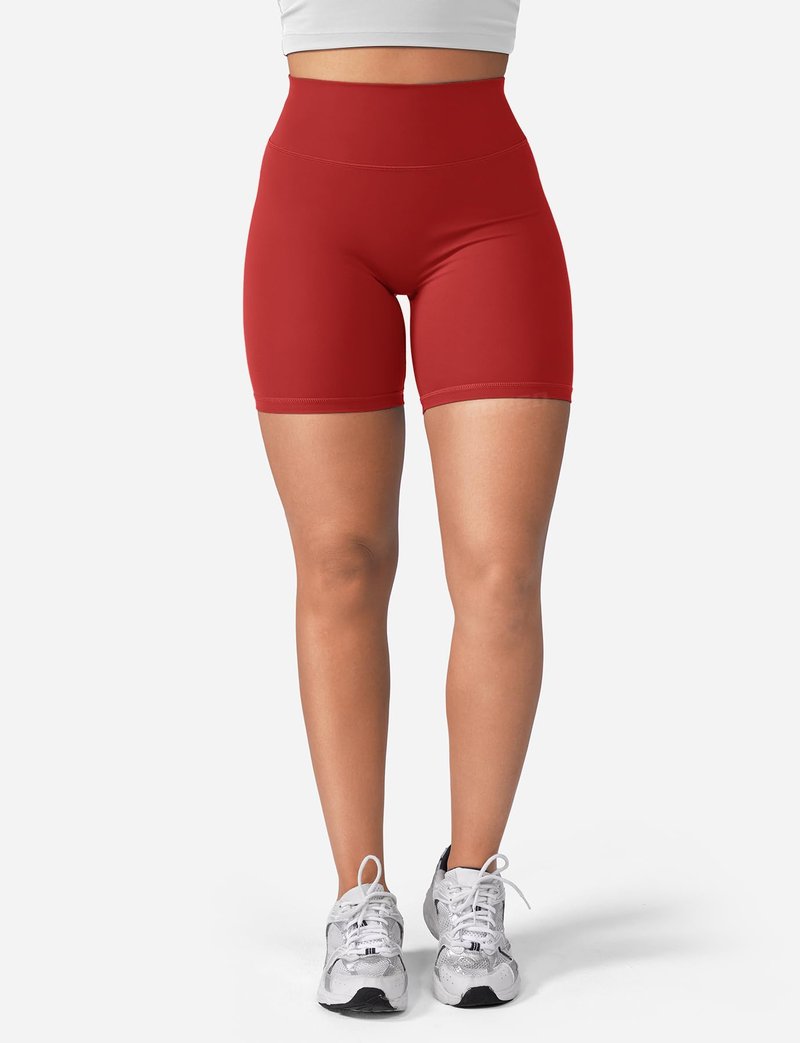 YEOREO Women's Biker Shorts 4.5" / 6" Workout Gym Shorts Craze High Waist Tummy Control Hidden Scrunch Running Yoga Maroon L