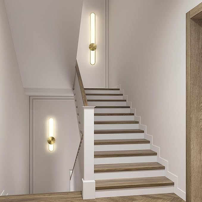 JAYMP Modern Wall Sconce Dimmable LED Wall Light Fixture, Hardwired Wall Lamp for Living Room, Dining Room, Bedroom, Hallway, Lobby, Entryway (Brushed Gold, H90cm/35.4inch)