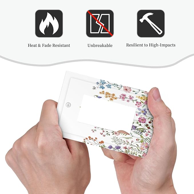 Rustic Wild Floral Vintage Watercolor Flower Single Rocker/Decora Light Switch Plate Decorative 1 Gang Outlet Cover Faceplate GFCI Electrical Receptacle Wallplate Dimmer for Bathroom Home Decor