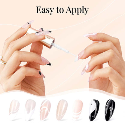 Beetles Nail Stamp, 4Pcs French Tip Tool Easy Manicure Nail Stamper Single Head Soft Silicone Long & Short French Tip Stamp Tool with 2Pcs Nail Scraper Decorations Gift for Women