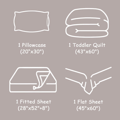 FLXXIE 4 Pieces Toddler Bedding Set, Soft and Breathable Microfiber Crib Sheet Set, Includes Quilted Comforter, Flat Top Sheet, Fitted Sheet, Envelope Pillow Case for Boys and Girls, Navy Blue