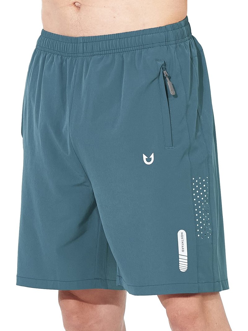 NORTHYARD Men's Athletic Running Shorts Gym Workout 7"/9"/5" Quick Dry Lightweight Sports Basketball Tennis 3 Zipper Pockets Greyblue XL