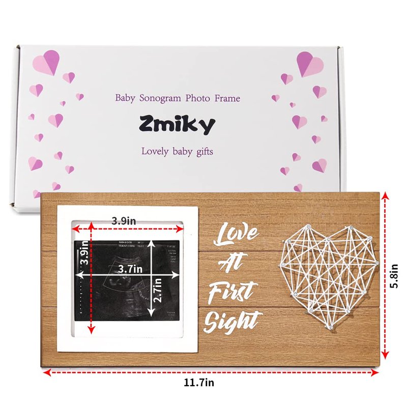Zmiky Sonogram Picture Frame - Ultrasound Picture Frame,Love At First Sight Sonogram Frame Expecting Baby To Be Unique Gifts Pregnancy Announcement Sonogram Photo Frame Gender Reveal Decor