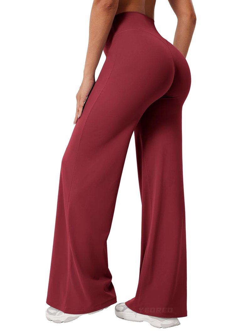 YEOREO Workout Leggings Womens No Front Seam Straight Leggings 31.5" High Waist Buttery Eddiy Gym Yoga Pants Ancora Red S