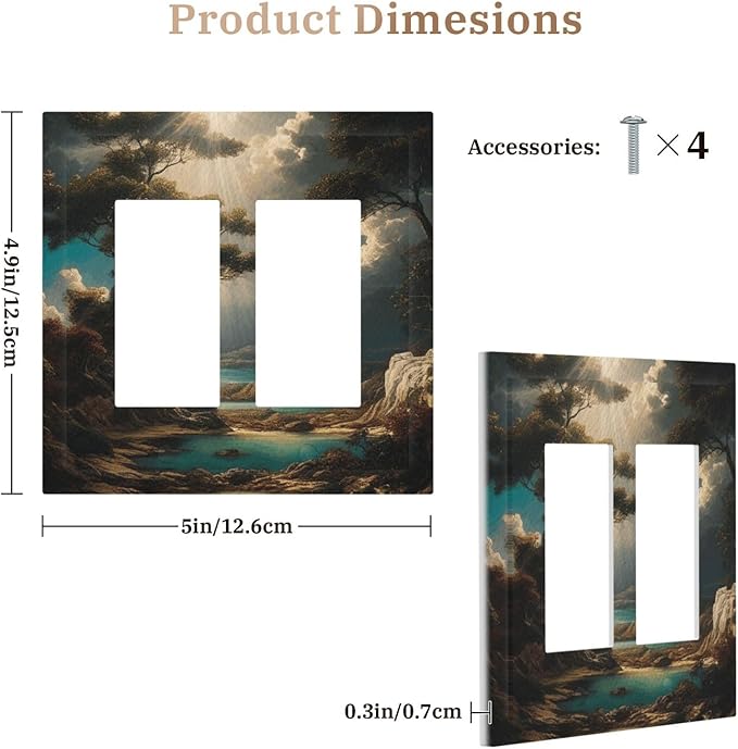 Decorative Art Light Switch Covers Sunburst Over the Wilderness 2 Gang Dual Rocker Outlet Switch plate Faceplate GFCI for Home Decor