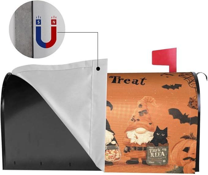 Mailbox Covers Gnomes Halloween Pumpkin Gnomes Halloween Pumpkin Magnetic Letter Post Box Cover Standard Size 21 x 18 Inch Garden Yard Home Decorative