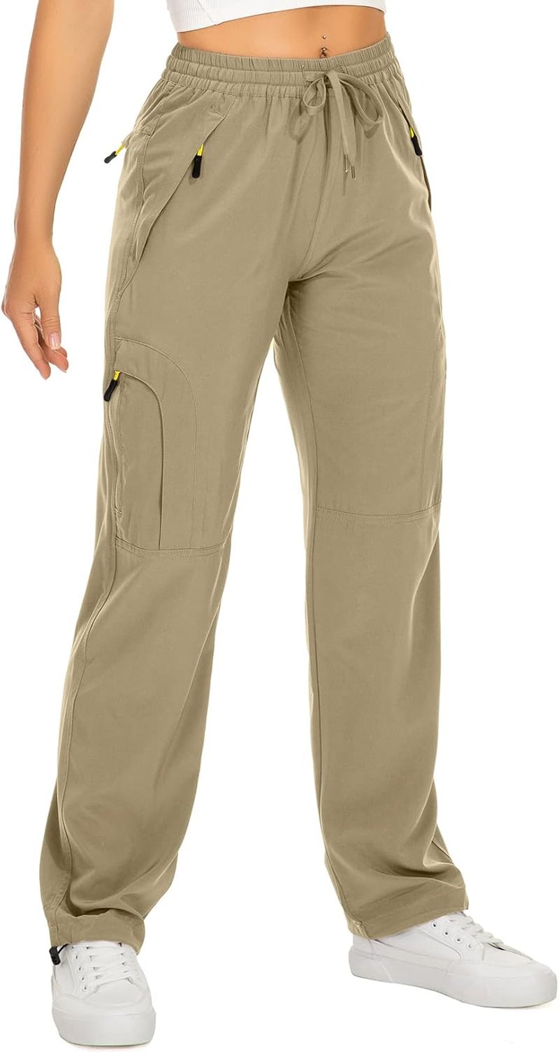 Women's Quick-Dry Hiking Pants | Lightweight UPF 50 Travel & Golf Cargo with Zipper Pockets