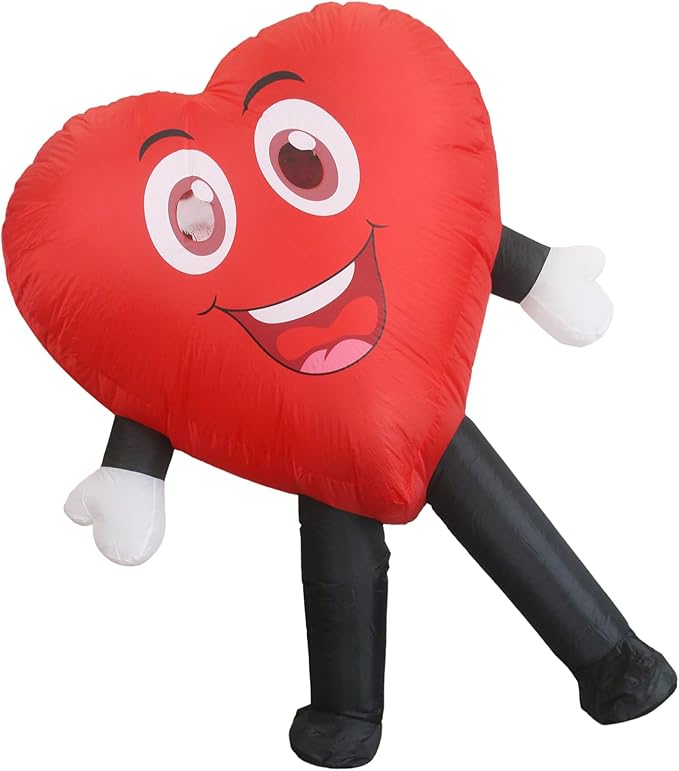 Red Love Heart Inflatable Costume,Fun Air blow up Mascot Suit Halloween Inflatables Costumes Fancy Dress Cosplay