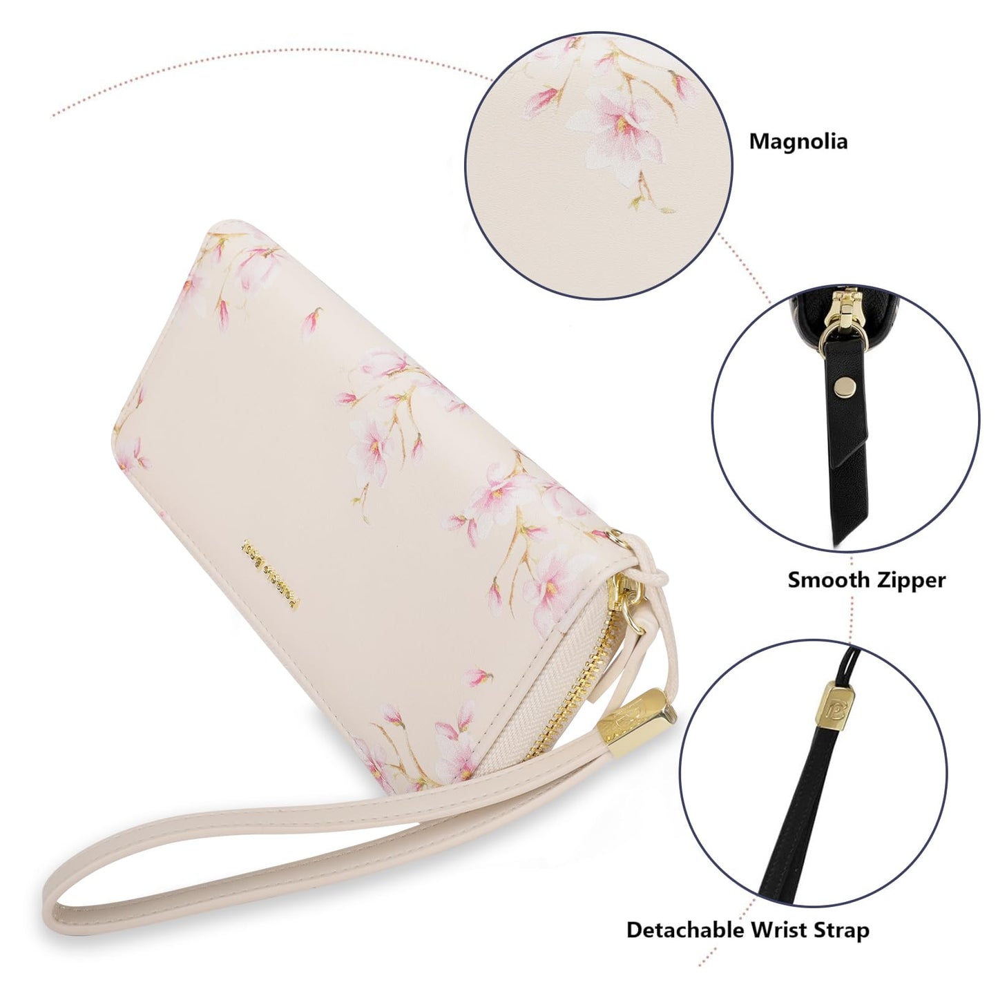 Pomelo Best Womens Wallet RFID Blocking Leather Multi Credit Card Zip Around Long Wallet Wristlet Large Capacity Travel for Ladies